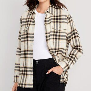 NWT - Old Navy - Oversized Flannel Boyfriend Shirt - Size 3X - White Plaid